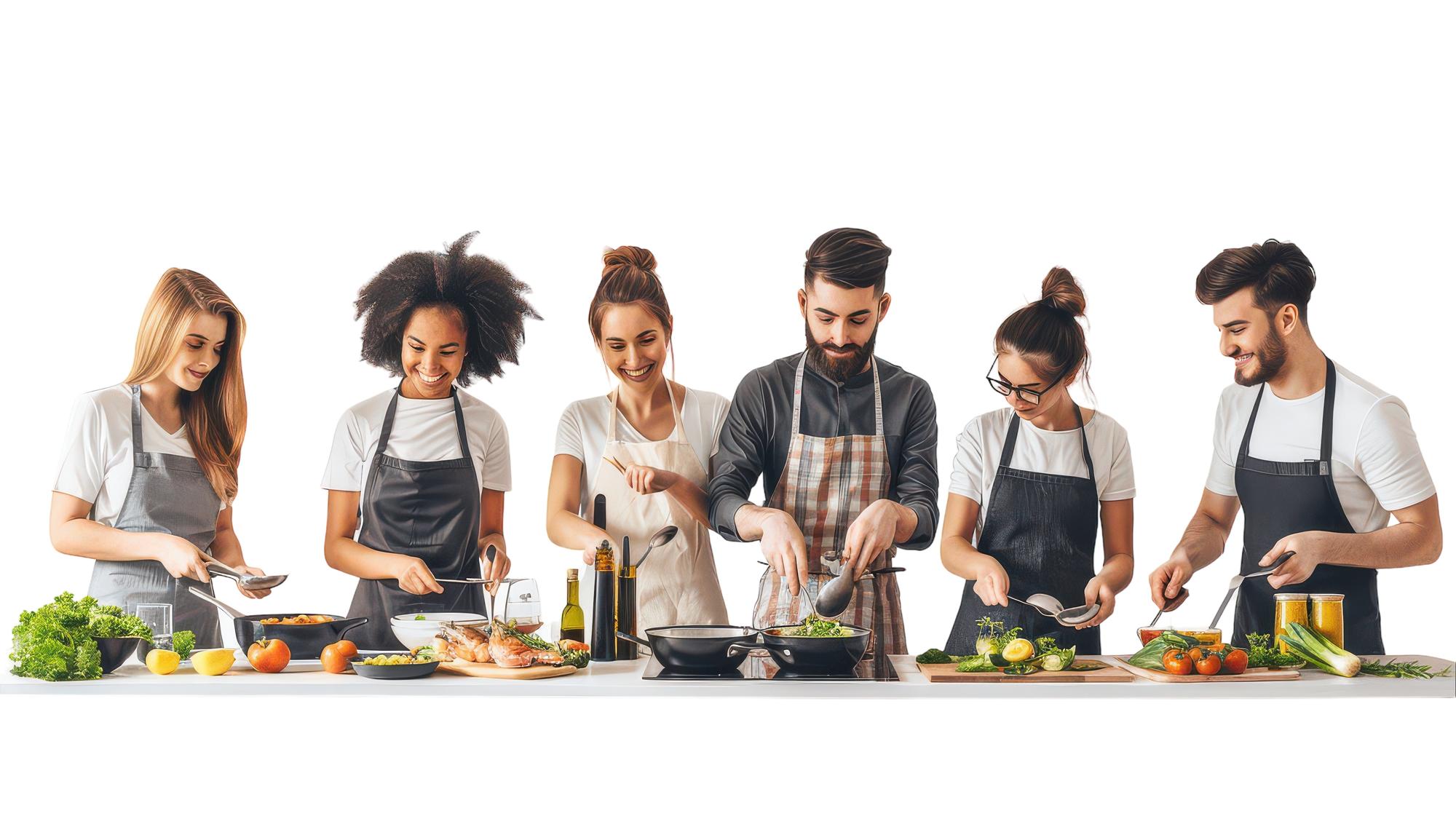 Participants cooking together in workshop